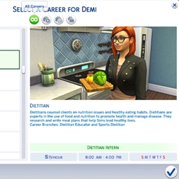 Dietitian career by kiarasims4mods Spanish translation