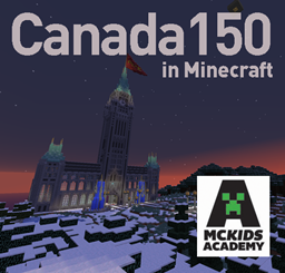 Canada150 in Minecraft logo