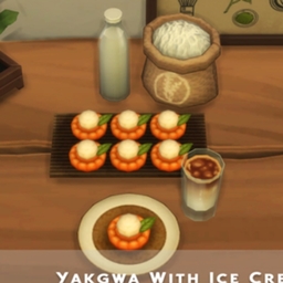 Yakgwa with ice cream by ONI Spanish translation