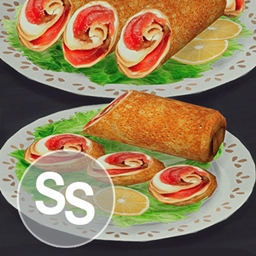 Panqueques rellenos de salmón y queso crema de S&S Traducido al español by LizzySims