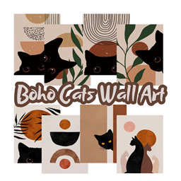 Boho Cats Beige Wall Art