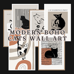 Cats Modern Boho Abstract Wall Art (recolor from Sims4luxury)