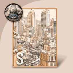 HQ Small Table Painting Achromatic City #1