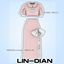 LIN-DIAN Puff sleeve ruffled long skirt suit logo